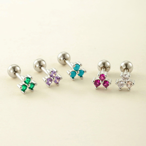 Boucles D'Oreilles Piercing Géométriques Simples En Cuivre Et Zircon Pour Femme, 1 Pièce h5 Image3