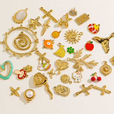 1 paire de pendentifs pour femmes, collection Simple Series, mignons, géométriques, en acier inoxydable étanche