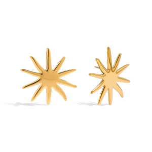Boucles D'Oreilles Clous Simple Sun En Acier Inoxydable Étanche Couleur Or h5 