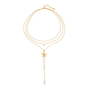 Collier Multicouche En Acier Inoxydable Doré Avec Étoile De Mer De Style Ins h5
