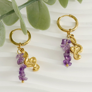 Boucles D'Oreilles Pendantes En Acier Inoxydable Étanche Couleur Or h5 Image4
