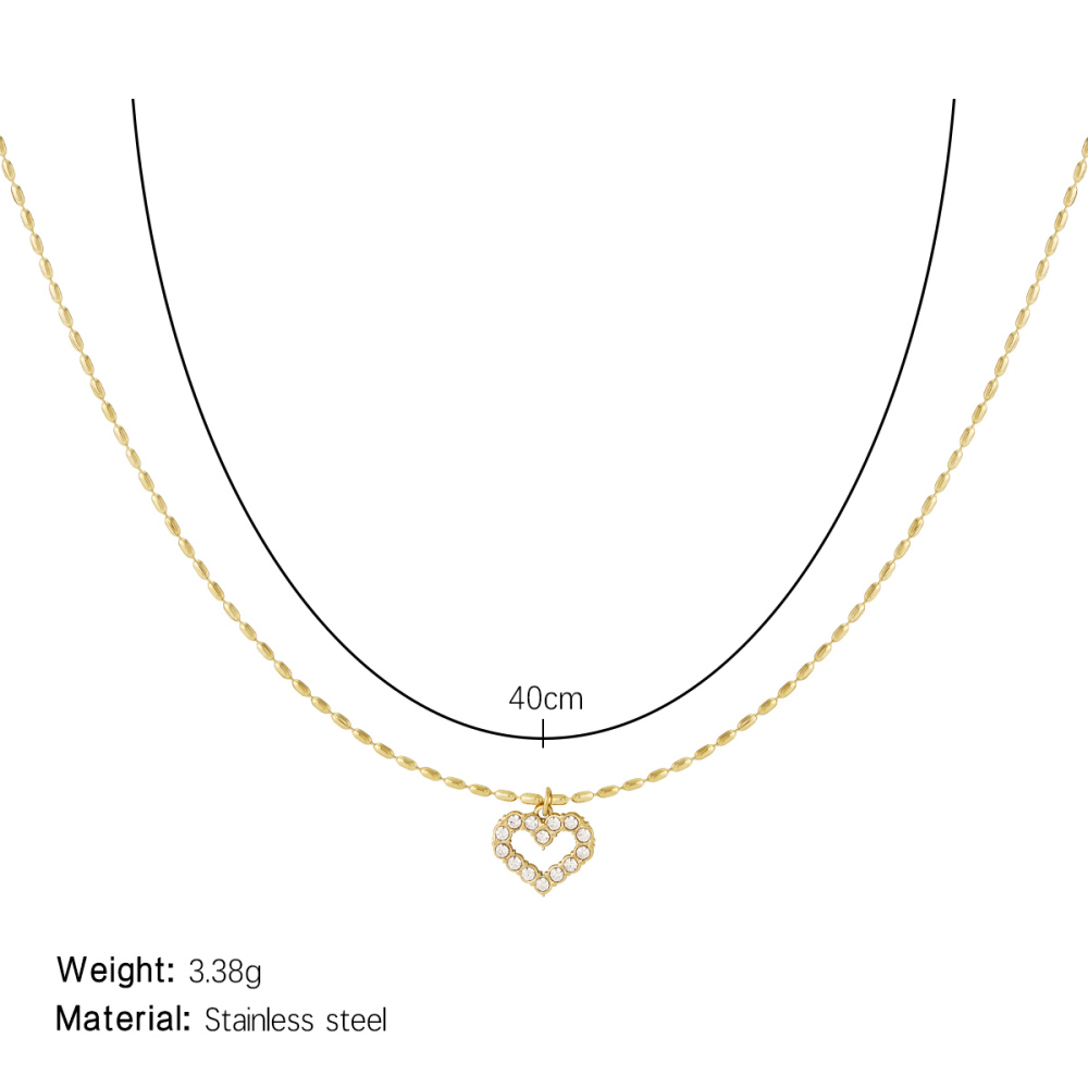 Colliers Pendentifs Pour Femmes En Acier Inoxydable Doré, Motif Cœur Sculpté Classique Image2