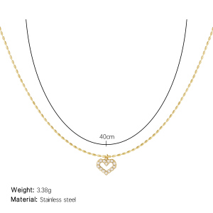 Colliers Pendentifs Pour Femmes En Acier Inoxydable Doré, Motif Cœur Sculpté Classique h5 Image2
