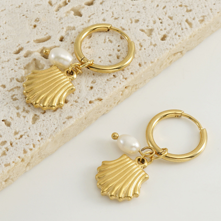 Boucles d'oreilles pendantes en acier inoxydable étanche couleur or