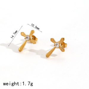Boucles D'Oreilles Puces En Acier Inoxydable Imperméable Couleur Or h5 Image2