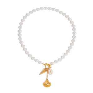 Colliers Oceanic En Acier Inoxydable Étanche Couleur Or Avec Perles De Coquillage h5 