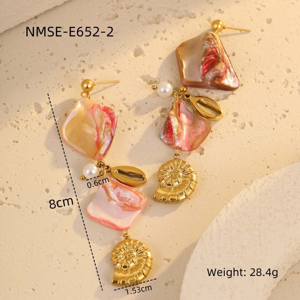 Boucles D'Oreilles Pendantes Géométriques Imperméables En Acier Inoxydable Pour Femme (1 Pièce), Motif Vacances Image2