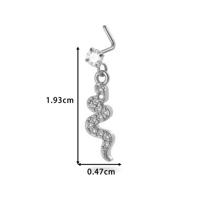 1 Pièce Simple Series Simple Heart Simple Copper Gold Color Zircon Piercing De Nez Pour Femme Image2