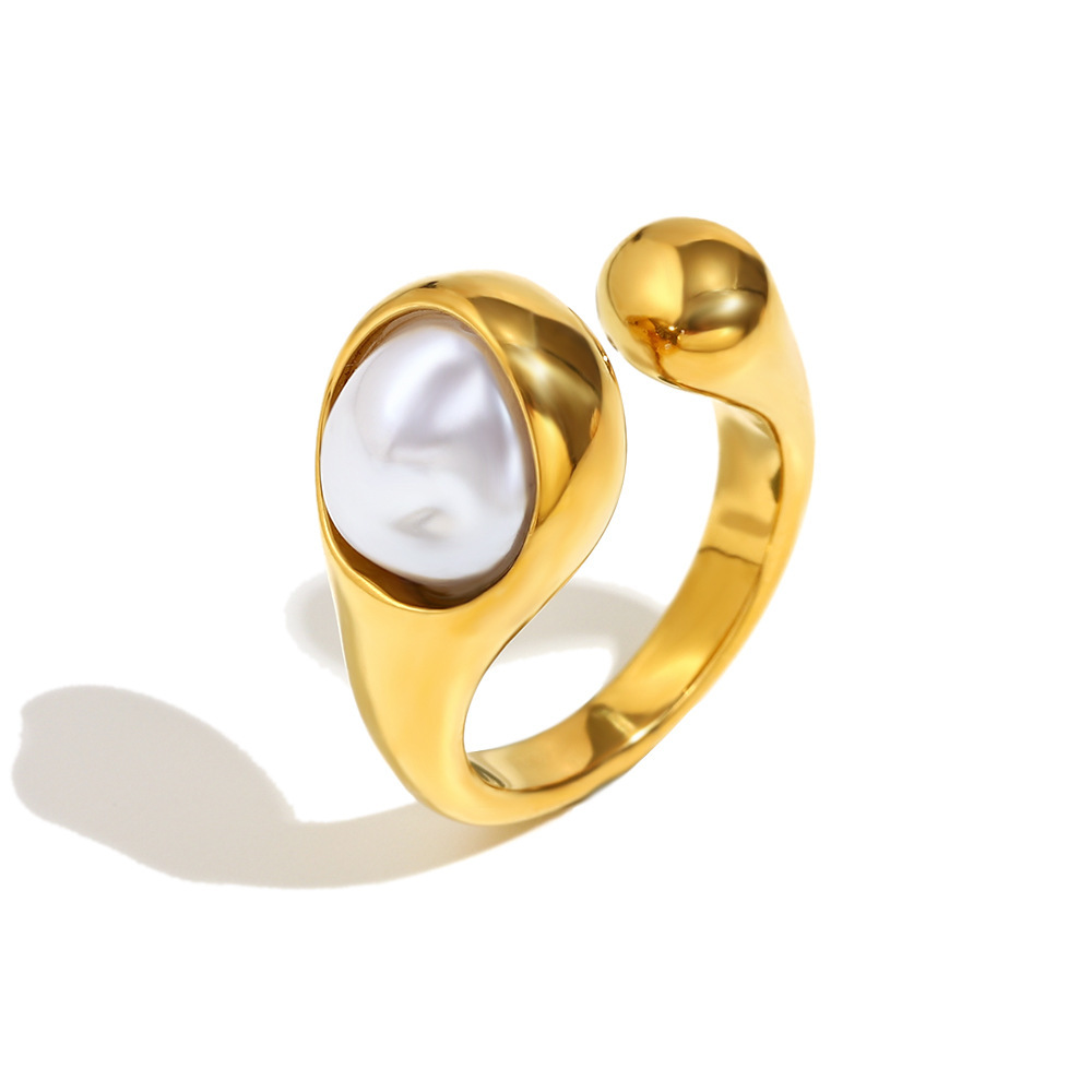Bague De Luxe En Acier Inoxydable, Style Géométrique Simple, Étanche, 1 Pièce. 
