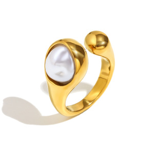 Bague De Luxe En Acier Inoxydable, Style Géométrique Simple, Étanche, 1 Pièce. h5 