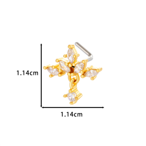 1 Pièce De Piercing De Nez Design En Cuivre Doré Et Zircon Pour Femme h5 Image2