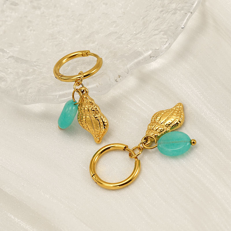 Boucles D'Oreilles Pendantes Oceanic En Acier Inoxydable Étanche Couleur Or Image5