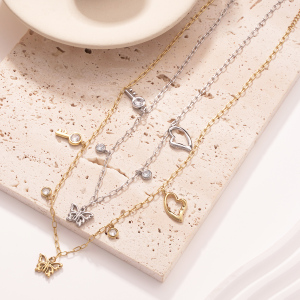 Colliers Pendentifs Pour Femmes En Acier Inoxydable Doré, Brillant Et Étanche, Orné D'Un Papillon h5 Image3