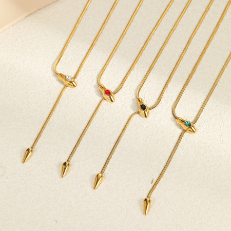Colliers pendentifs pour femmes en acier inoxydable, style rétro animal, étanches, avec zircon 2