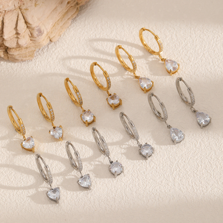 Boucles d'oreilles pendantes en acier inoxydable couleur or Ins Style 2