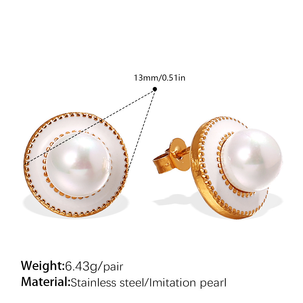 Boucles D'Oreilles Élégantes En Acier Inoxydable Étanche Couleur Or 