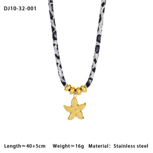 Collier Pendentif Femme Étanche En Acier Inoxydable Doré À Motif Léopard (1 Pièce) h5 Image2