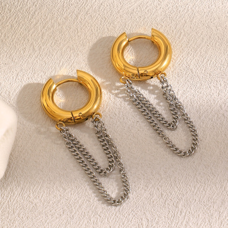 Boucles d'oreilles pendantes pour femmes, en acier inoxydable imperméable, avec pompon simple, collection Simple Series