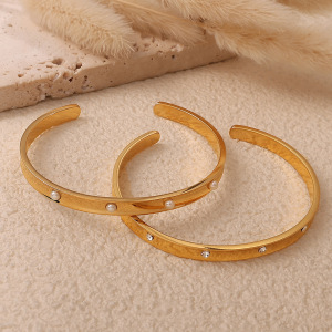 Bracelets Manchettes Étanches En Acier Inoxydable Couleur Or h5 Image3