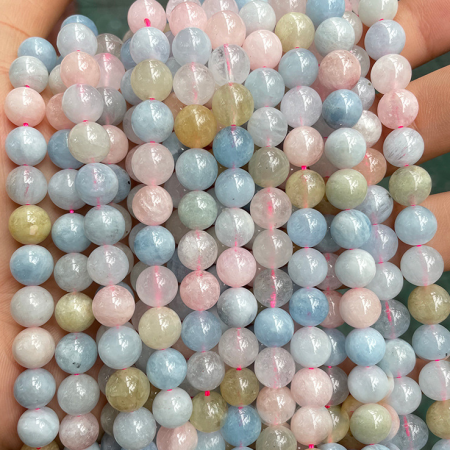 1 chaîne de perles de bijoux en pierre naturelle de béryl rose doux de la série romantique