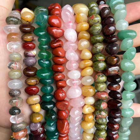 1 chaîne de perles en pierre naturelle de forme décontractée (diamètre : 10 mm-12 mm)