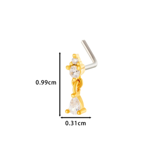 1 Pièce De Piercing De Nez En Forme De Goutte En Cuivre Doré Et Zircon Pour Femme h5 Image2