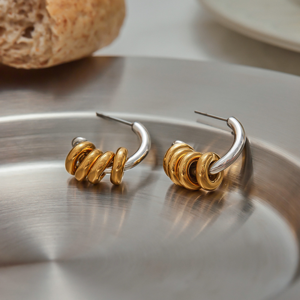 Boucles D'Oreilles Pendantes Classiques En Acier Inoxydable Imperméable, De Couleurs Assorties Image4