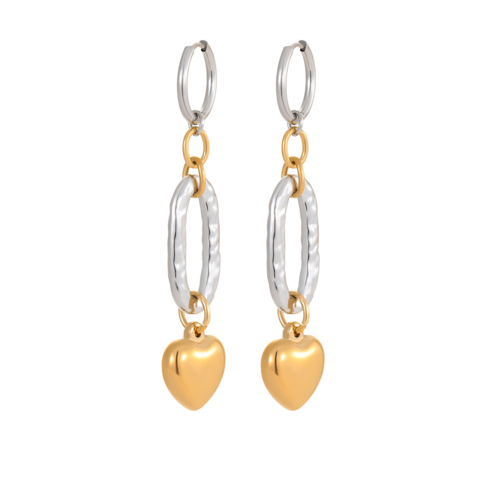 1 Paire De Boucles D'Oreilles Pendantes Pour Femme, En Acier Inoxydable Imperméable, En Forme De Cœur, De La Série Luxueuse Sweet Heart Image5