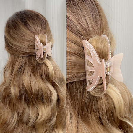 Pinces à cheveux en acrylique de couleur unie pour femmes, série simple et décontractée 2