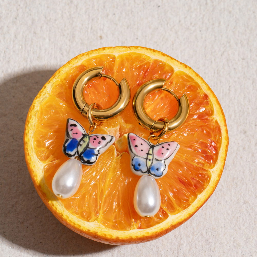 Boucles D'Oreilles Pendantes Mignonnes En Acier Inoxydable Imperméable Couleur Or, Motif Animal Image3
