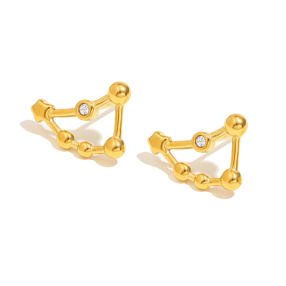 Boucles D'Oreilles Puces Pour Femmes Simple Series Constellation En Acier Inoxydable Doré Étanche h5Image4