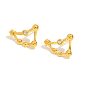 Boucles D'Oreilles Puces Pour Femmes Simple Series Constellation En Acier Inoxydable Doré Étanche h5 Image4