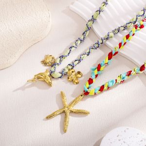 1 Paire De Colliers Pendentifs Pour Femme Daily Turtle, En Acier Inoxydable Étanche, Couleur Or, Collection Romantique h5 Image5