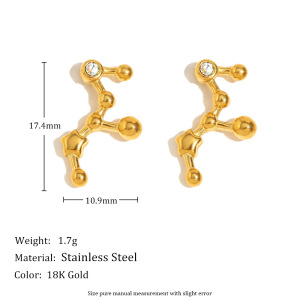 Boucles D'Oreilles Puces Pour Femmes Simple Series Constellation En Acier Inoxydable Doré Étanche h5
