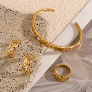 Bagues Ajustables Pour Femmes, En Acier Inoxydable, Étanches, De La Collection Simple Series Elegant Star h5 Image5