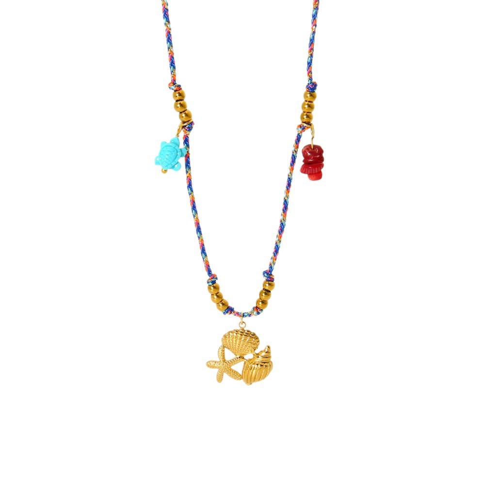 1 Paire De Colliers Pendentifs Pour Femmes, Style Bohème, En Forme De Tortue, En Acier Inoxydable Étanche Couleur Or, Collection Classique Image5
