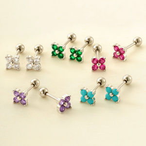 Boucles D'Oreilles Piercing Pour Femme, Série Simple, Fleur Simple, Cuivre, Or, Zircone h5 Image7