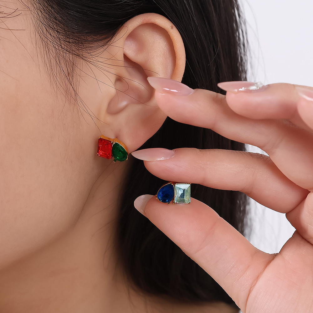 Boucles D'Oreilles Clous En Acier Inoxydable Étanche Couleur Or Image5