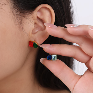 Boucles D'Oreilles Clous En Acier Inoxydable Étanche Couleur Or h5 Image5