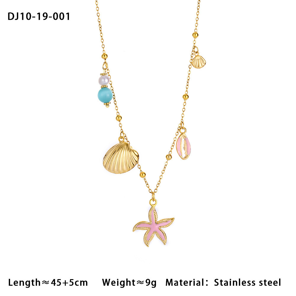 Colliers À Pendentif Classiques En Forme D'Étoile De Mer Colorée Dorée Pour Femmes Image2