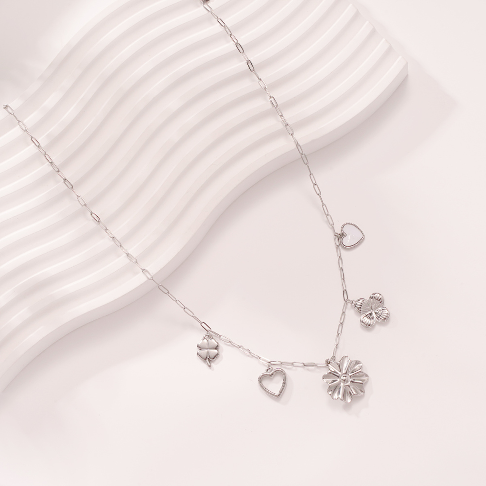 Colliers Pendentifs Romantiques Pour Femmes, En Acier Inoxydable Étanche, Couleur Or, Avec Motif Floral Image4