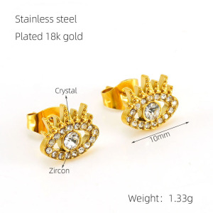 Boucles D'Oreilles Piercing Œil De Diable En Acier Inoxydable Étanche Couleur Or h5 Image2