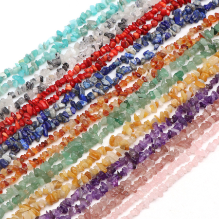 1 chaîne de perles de bijoux en pierre naturelle de gravier de cristal de forme décontractée (taille des perles : 3-5 mm/5-8 mm)