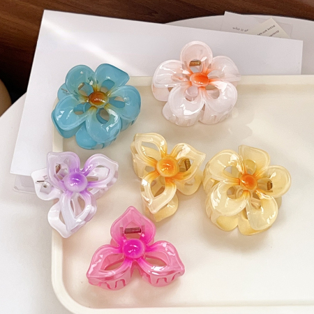 Pinces À Cheveux En Plastique Pour Femmes, Série Simple, Motif Fleur Douce
