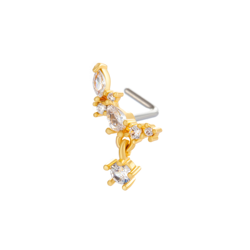 1 Pièce De Piercing De Nez Géométrique En Cuivre Doré Et Zircon Pour Femme 