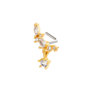 1 Pièce De Piercing De Nez Géométrique En Cuivre Doré Et Zircon Pour Femme h5 