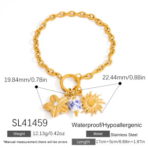 Bracelets À Breloques Classiques Pour Femmes, En Acier Inoxydable, Étanches, Couleur Or h5 Image2