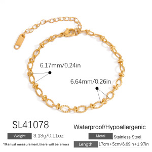 Bracelets À Maillons Étanches En Acier Inoxydable Doré, Collection Simple Series Daily Diy Pour Femmes h5 Image2