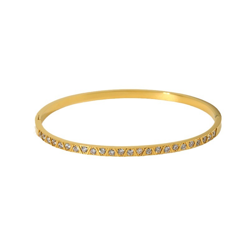 Bracelet Jonc Pour Femme Simple Series Daily Geometric En Acier Inoxydable Doré Étanche Image5