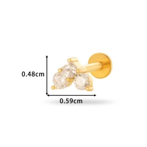 Boucles D'Oreilles Piercing En Acier Inoxydable Doré, Imperméables, En Forme De Fleur, Avec Zircon (1 Pièce). h5 Image2